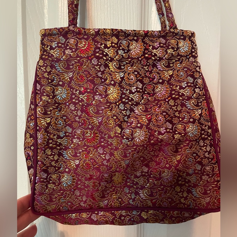Asian Inspired Floral Brocade Style Handbag - Picture 2 of 5